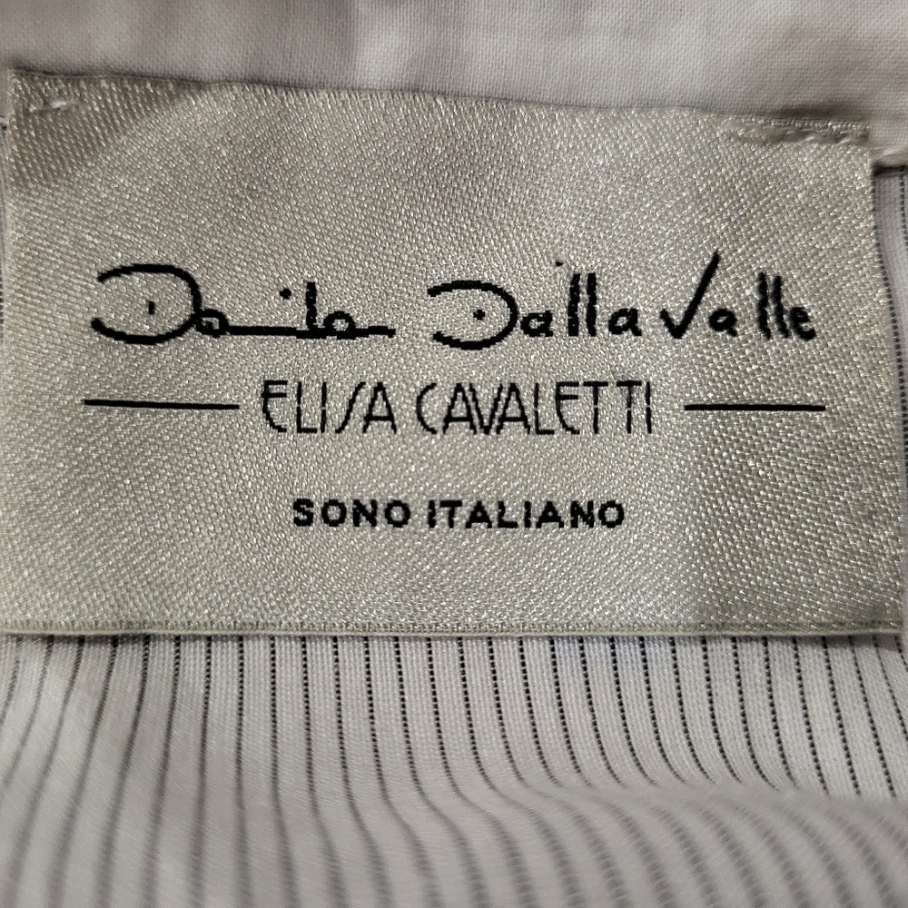 102. Elisa Cavaletti Blue and White Button Down Shirt - Size Medium - Picture 7 of 9